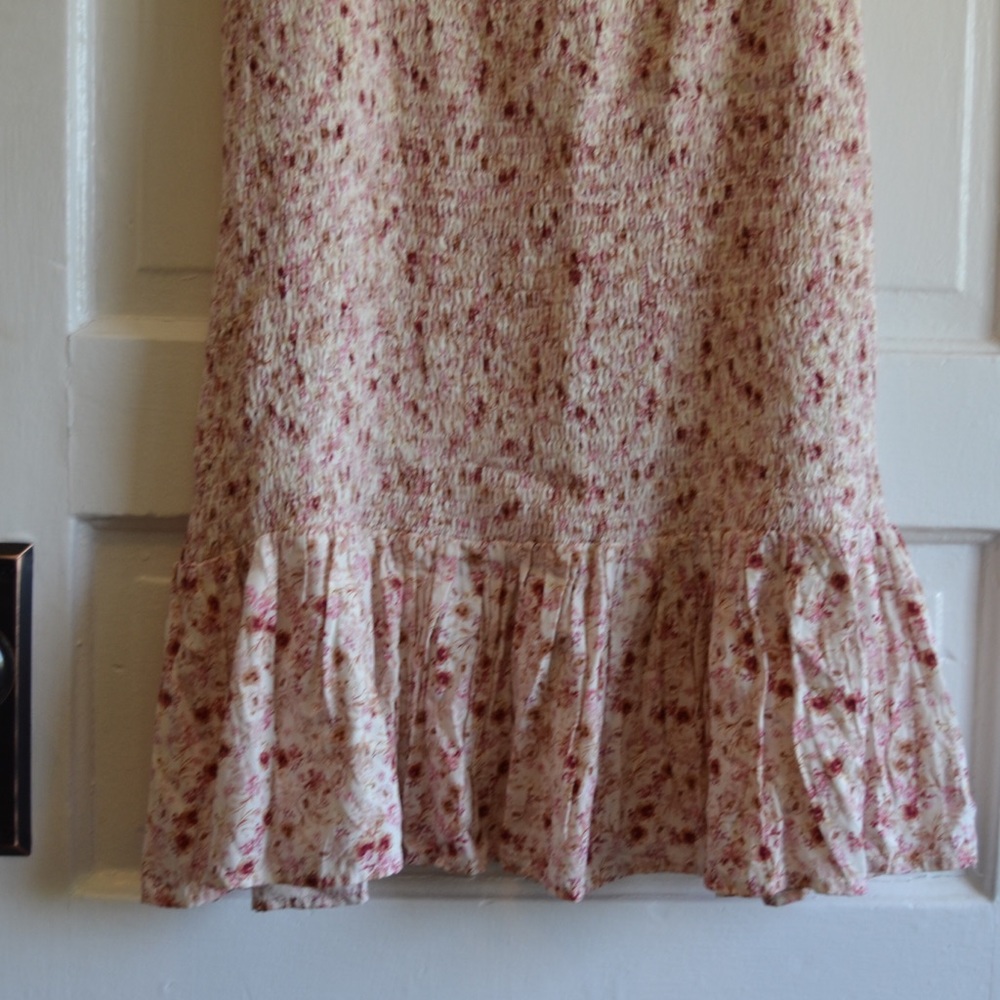 Anthropologie Another Love Pink Smocked Short Statement Sleeve Knee Length Dress - Picture 7 of 12